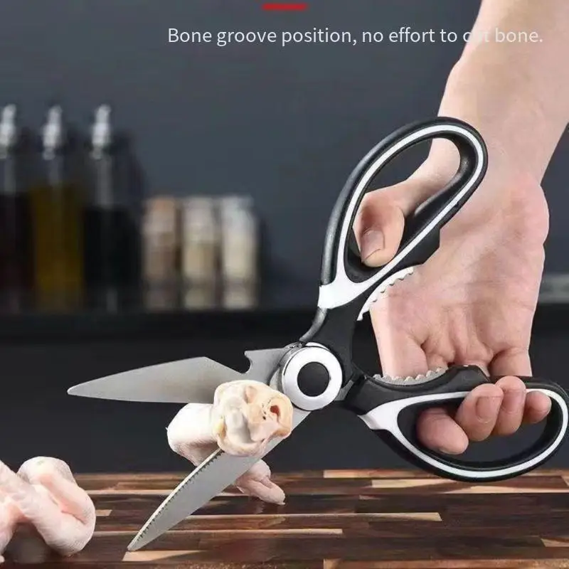 Household stainless steel strong chicken bone scissors, fish-killing scissors, multi-functional food scissors for the kitchen, c