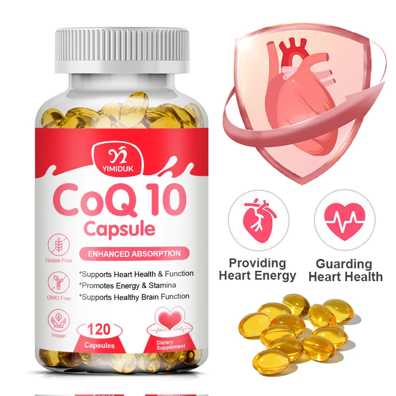 Organic Ubiquinone CoQ10 Capsules -Support for Brain, Vascular，Heart, & Energy Health,Improve Skin ,Coenzyme Q10 Supplement