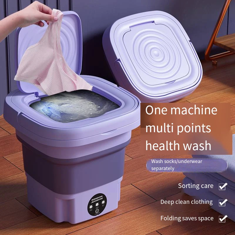 Wash Machine, Mini Foldable , 8L Capacity and 3 Adjustable Modes, Deep Cleaning of Underwear, Children\'s, Pet Clothing