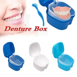 Denture Bath Box Cleaning Teeth Case Dental False Teeth Storage Box with Hanging Net Container Container Denture Boxs Container