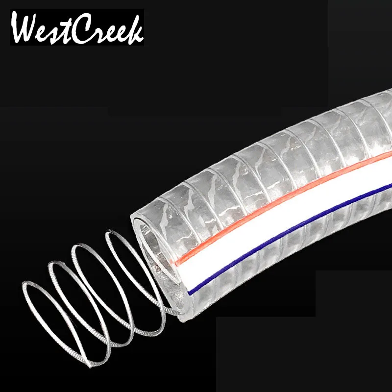 WESTCREEK 1 Meter PVC Wire reinforced hose armoured  steel  Braided Flexible tube Oil resistant antifreeze