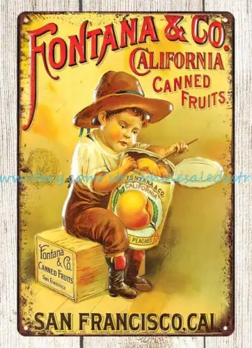 Fontana & Co. San Francisco California Canned Fruits metal tin sign art prints