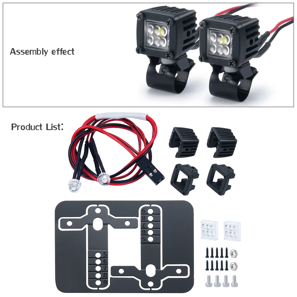 YEAHRUN LED-Leuchten Scheinwerfer Scheinwerfer für TRX-4 TRX6 Axial SCX10 Wraith SCX24 1/10 1/24 RC Auto LKW Dekoration Teile
