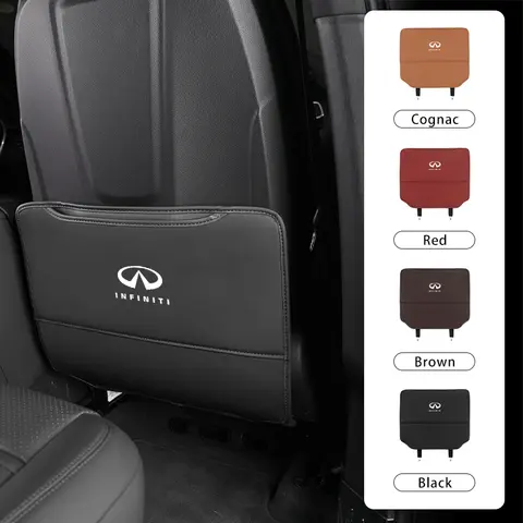 인피니티 Q50 FX35 Q30 G37 Q70 QX70 G3 용 주최자 킥 방지 자동 인테리어 액세서리가있는 PU 가죽 카시트 등 보호대