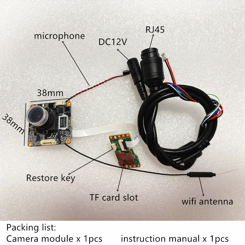 RTMP Wifi 3MP 30FPS Módulo de cámara IP AI en tiempo Real RTMP Tarjeta SD de ultrabaja iluminación compatible con P2P Onvif CCTV