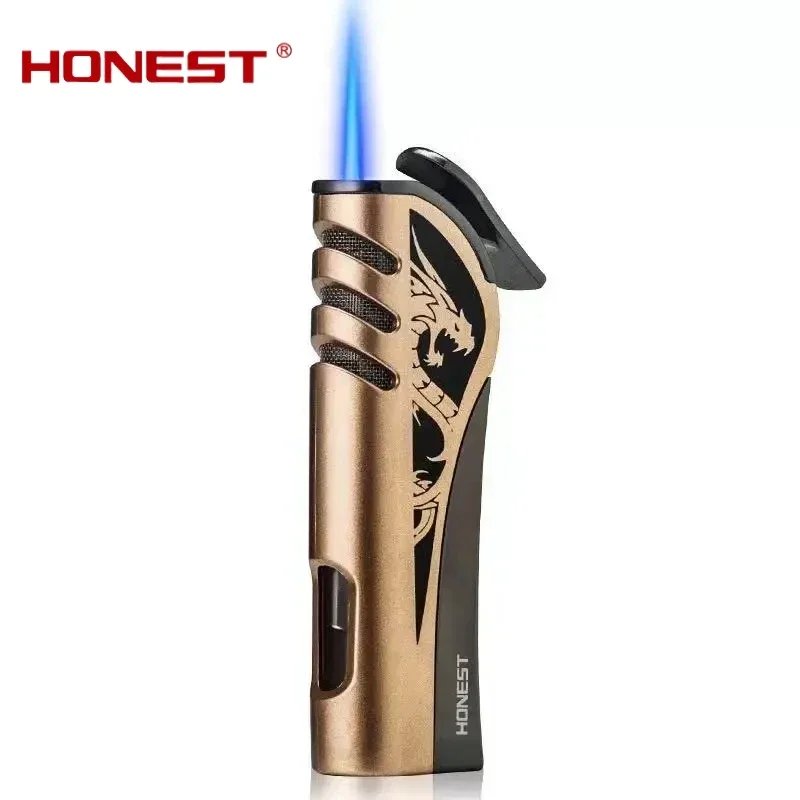 Metal Jet Blue Flame Inflatable Lighter Windproof Torch Spray Dragon Gas Butane Portable Cigarette Lighter Men's Small Tool