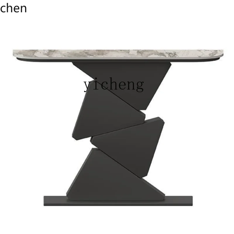 YFY Stone Plate Console Tables Home Console Craft Hotel Wall Side View Semicircle a Long Narrow Table