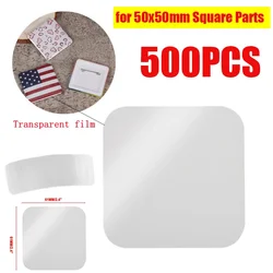 500PCS Square Badge Transparent Films for 50x50mm Square Fridge Magnets Button Top Cover Parts Clear Protective Films