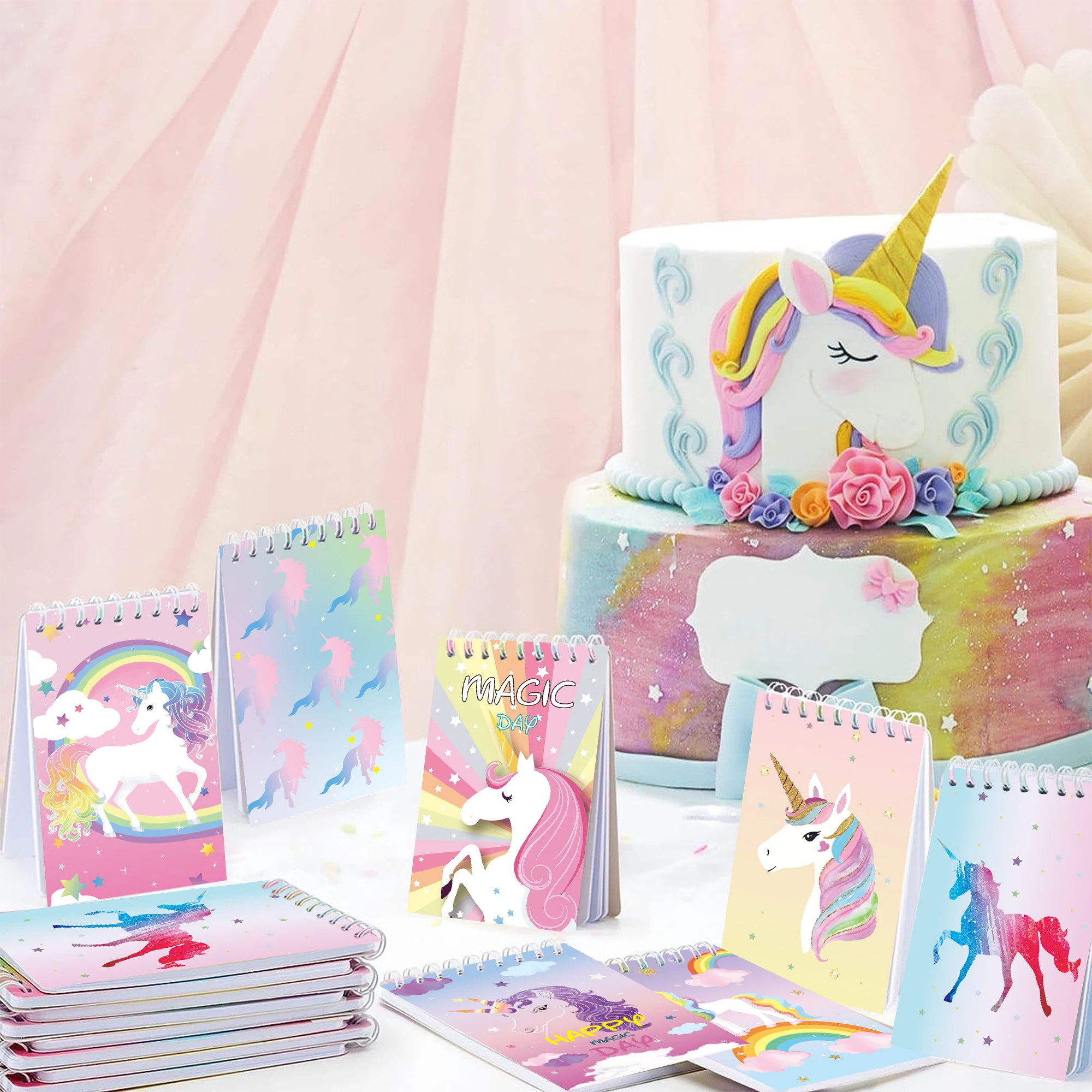 Unicorn Theme Mini Spiral Pocket Notebooks Memo Pad Coil Booklet Notepads For Office Stationery School Diaries Birthday Gifts