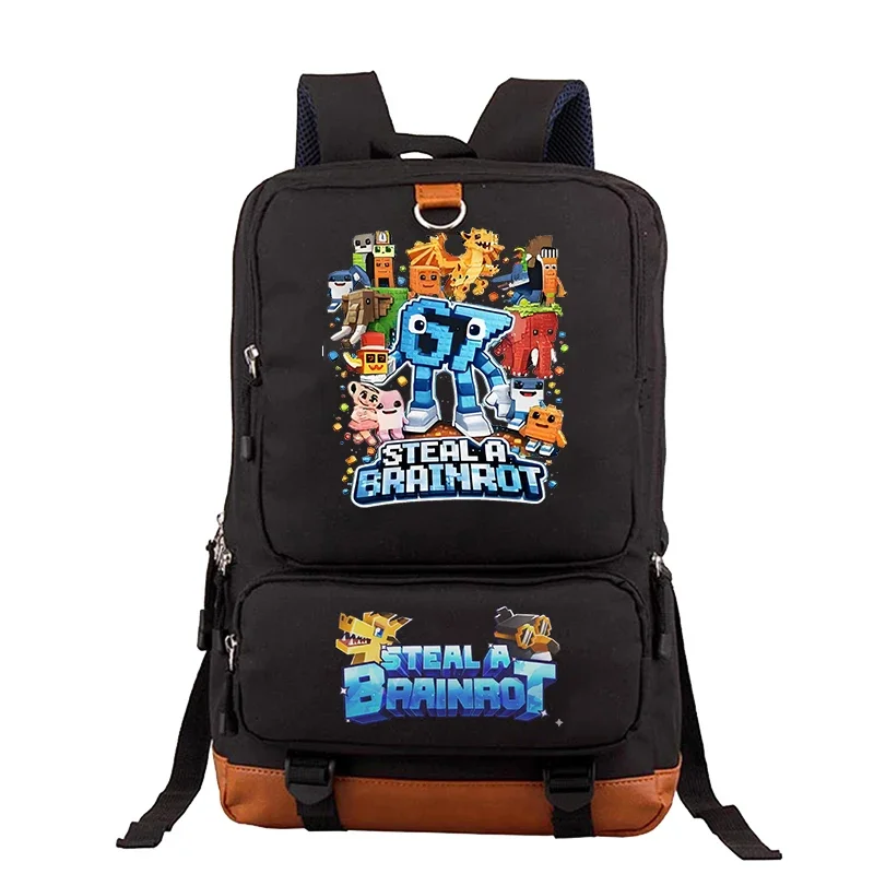 Steal A Brainrot Backpacks Funny 67 Six Seven Nylon Schoolbag Large Capacity Student Bookbag Travel Rucksack Men Laptop Backpack