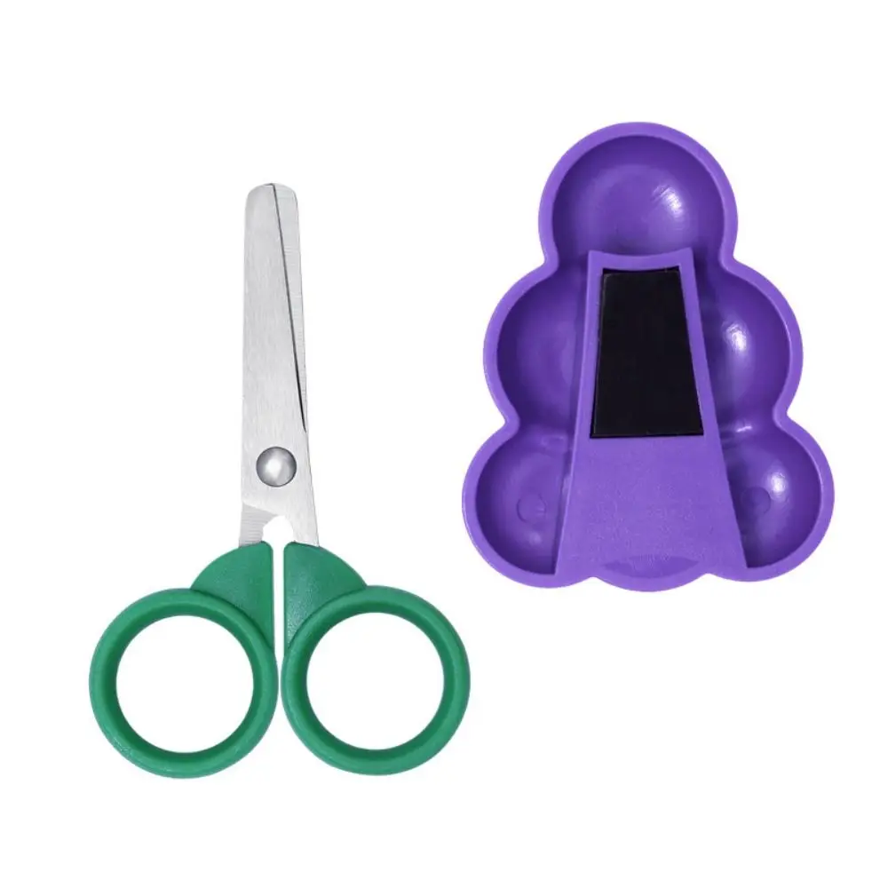 4Pcs Magnetic Cartoon Fruit Scissors Grape Banana Safe Mini Scissor Multi-function Refrigerator Sticker Mini Pocket Scissors