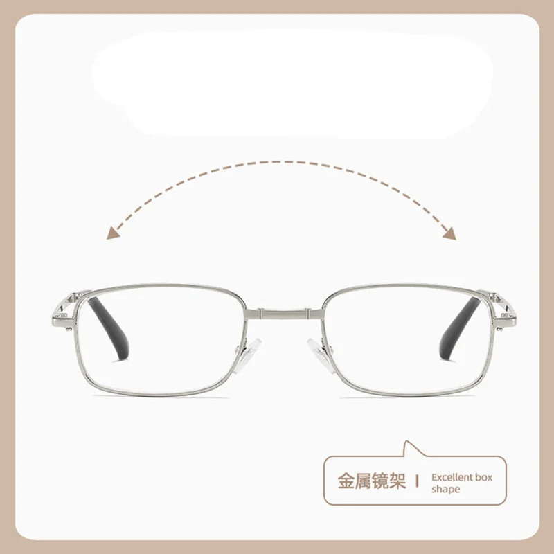 Retro-Klapp-Lesebrille, quadratischer Rahmen, tragbare Mini-Brille, Dioptrien, Sehhilfe, Unisex, 0,5 + 0,75 + 125 + 175 + 500 + 550 + 600 – Detail 5