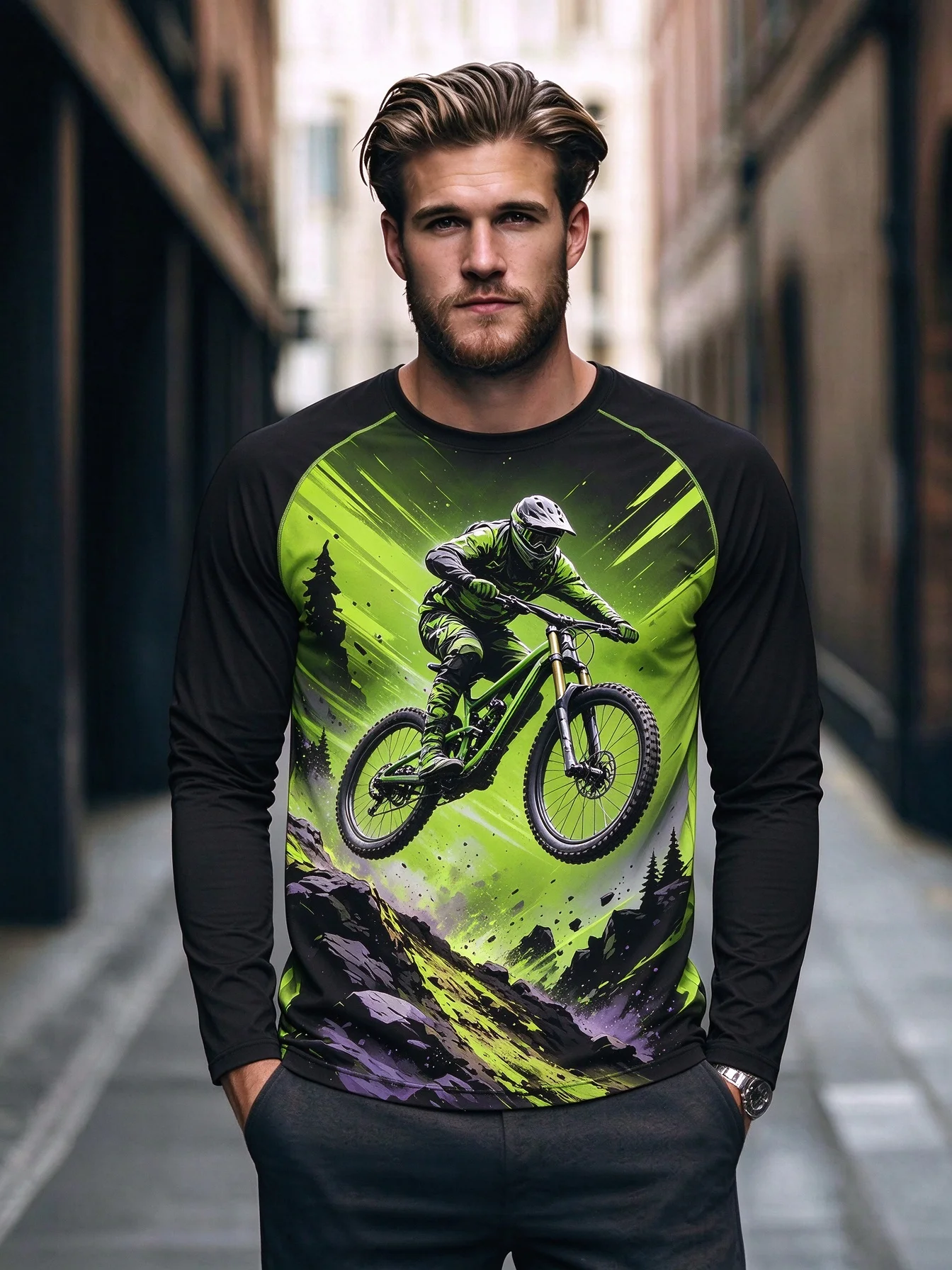 New Men's Bicycle Adventure Riding Shirts Autumn Mountain Bike Off Road Long Sleeve Riding Training Men leisure sports T-shirts