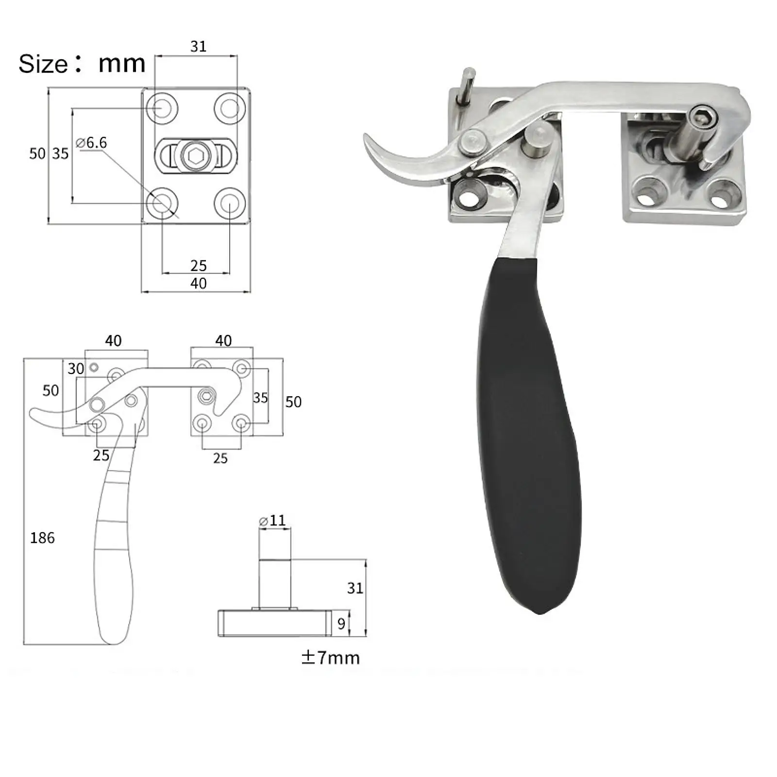 Premium Stainless Steel Cabinet Lock Latch Adjustable Door Handle Secure Hardware for Metal Doors
