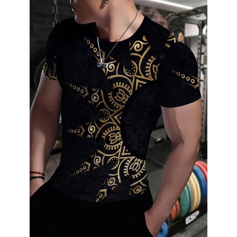 Men's High-Elasticity Fitness Short Sleeve ShirtTShirt3DPrinted tight-fitting quick-dry sportswear casual fitness clothing