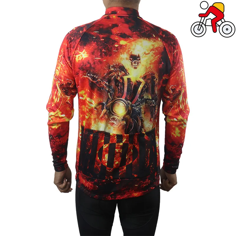 Skull Ghost Cycling Jersey Sweater Long Sleeve Jacket Road Downhill Top MTB Coat Bike Wear Ride  Shirt Pocket Clothes Craft