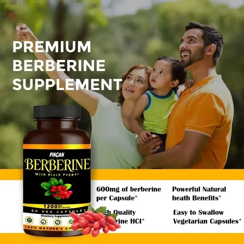Berberine 1200MG Per Serving with Black Pepper (60 Capsules, Pack of 1)