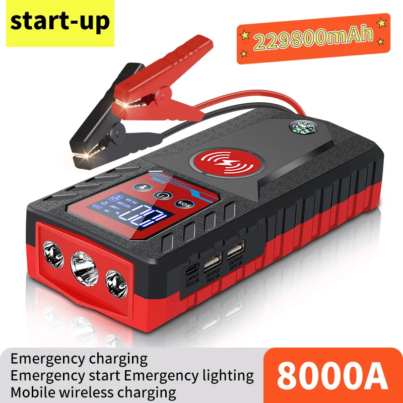 229800mah 8000A Portable Jump Starter 12V High-power Automobile Emergency Starting Power Supply For Diesel Gasoline Vehicle