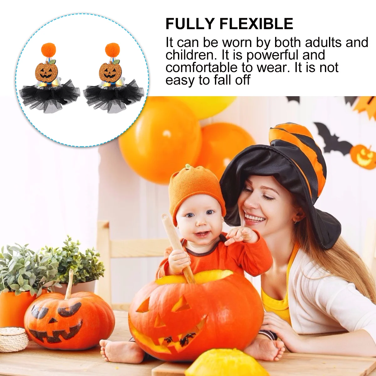 Halloween Ghost Hair Clip Hairpin Headgear Funny Headdress Orange Witch Hat Shaped