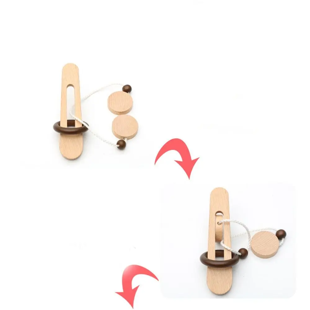 Classic 3D Threading Rope Loop Puzzle Brain Teaser Wooden Intelligent IQ Game Kongming Lock Gifts