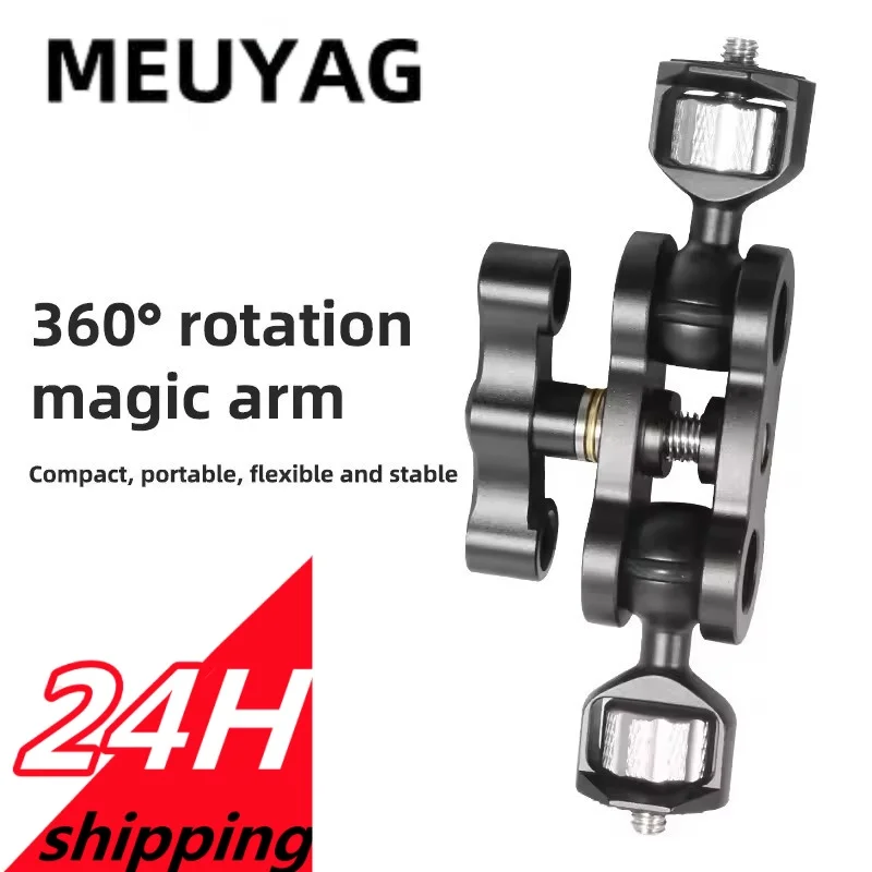 MEUYAG TM-5 Articulating Magic Arm with Dual Ball Head for Tripod Phone Clip 1/4
