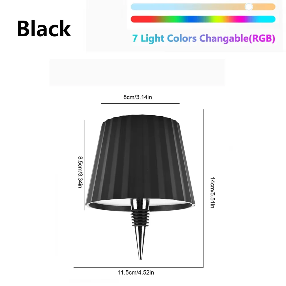 Lampu Meja Botol Anggur LED Nirkabel 7 Warna Dapat Diredupkan RGB USB Isi Ulang 2000MAh Kontrol Sentuh Lampu Minuman Makan