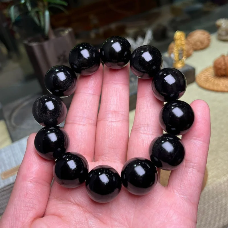

Tibetan Style Woolly Rhinoceros High-End Horn Black Gold Bracelet Silk Fish Roe Pattern