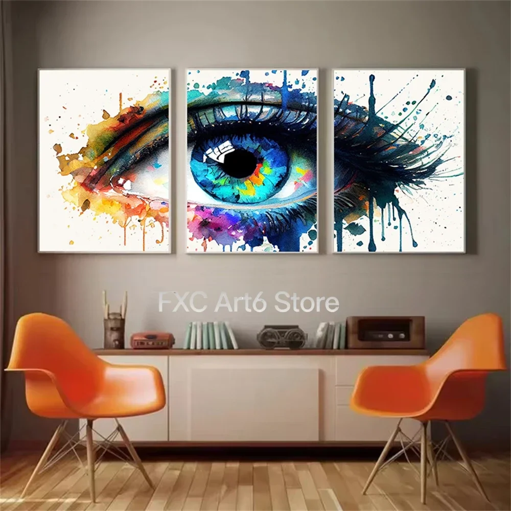 3pcs frameless --Classic Abstract Wall Art Print Poster Eye Features Mural Canvas Painting Picture For Living Room Bedroom Offic