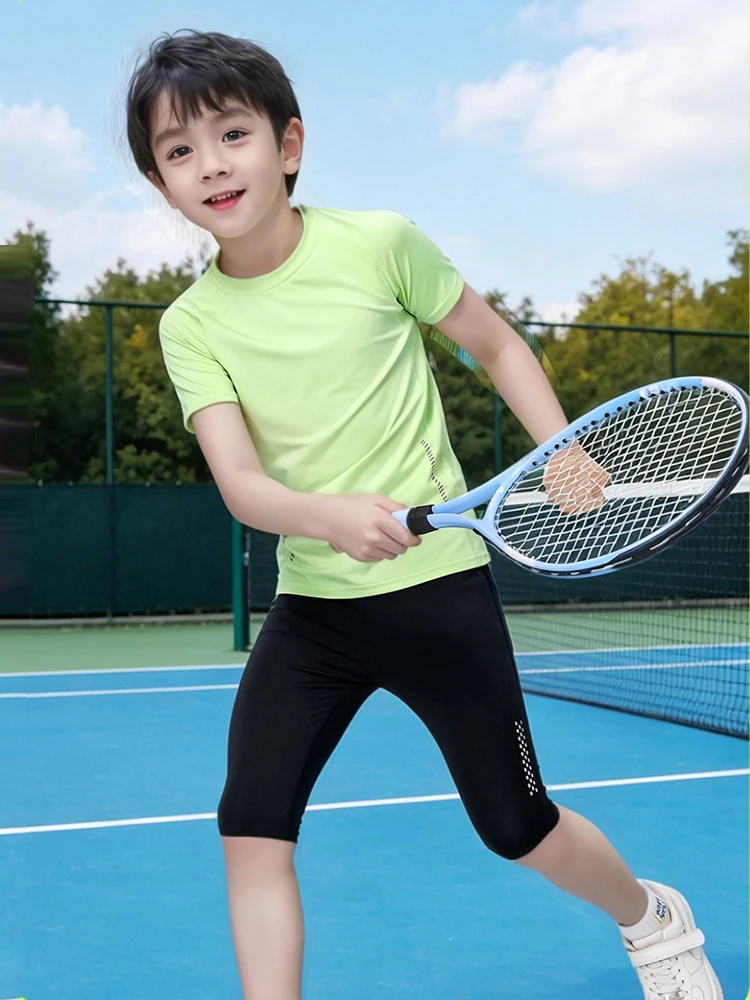 Quick Dry Children's Sports Suit Basketball Uniform Tight Training Football Gear Boys Sportswear T-Shirt Bottoming Set