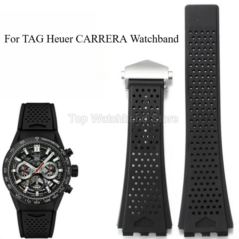 Premium Liquid Silicone Watch Bracelet Dense Honeycomb Hole for TAG Heuer‑01 FT6071 FT6044 FC6400 Watchband Special Interface