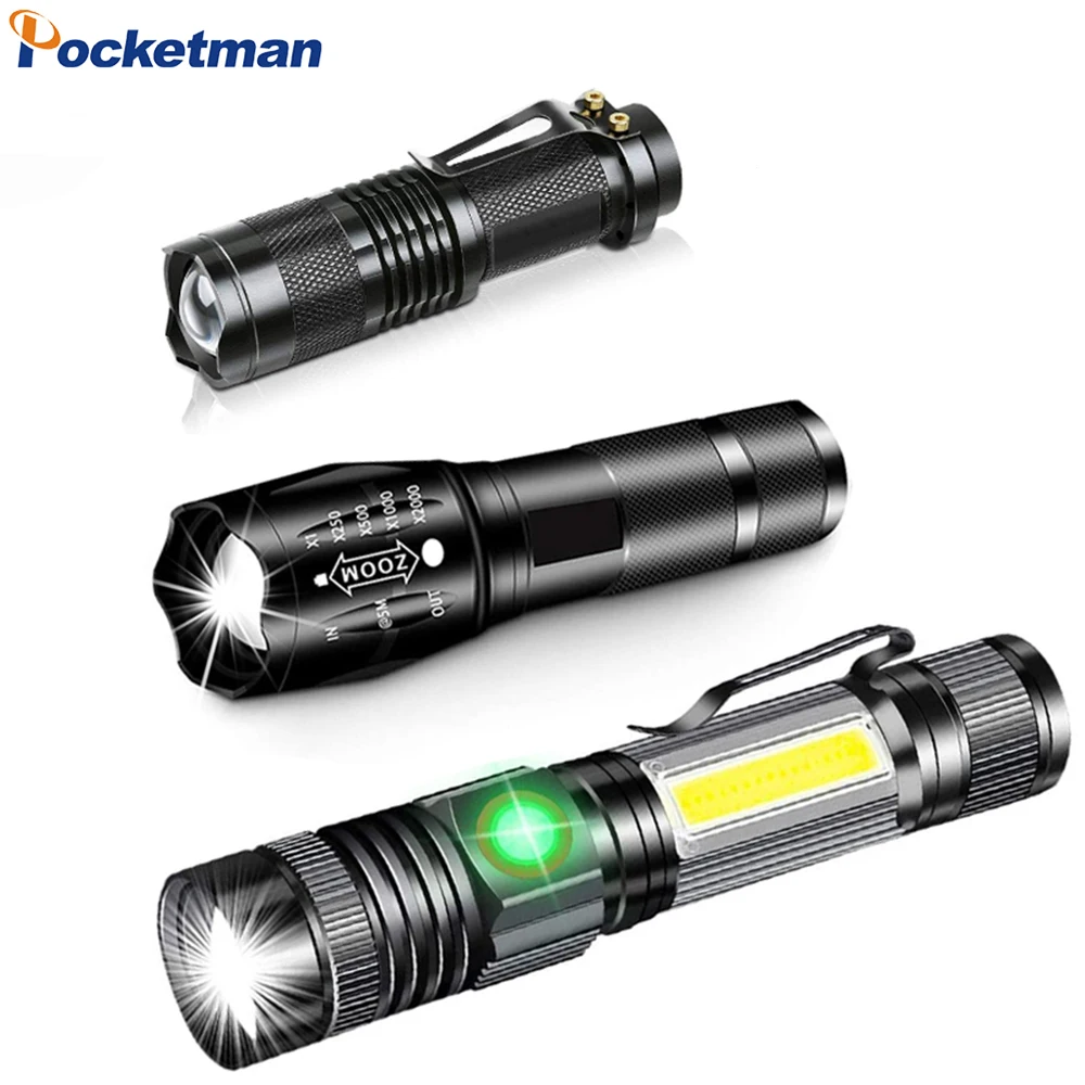 

Pocketman LED Flashlight Aluminum Alloy Tactical Flashlights Waterproof Torch Telescopic Zoom Flashlight High Lumen Torches