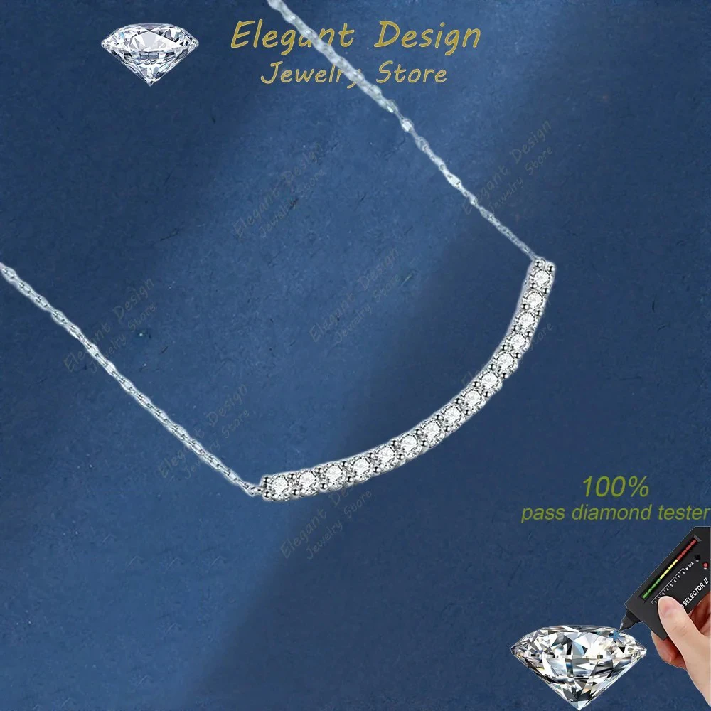 

Elegant Design Flawless Moissanite Simple Smile Necklace, Platinum PT950 Chain Jewelry for Women Birthday Gift