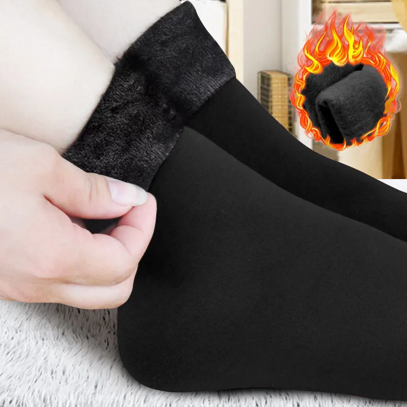 6/8/10Pairs/Lot Solid Color Winter Warm Men Women Socks Thicken Thermal Socks Soft Plus Velvet Socks Casual Home Floor Snow Sock