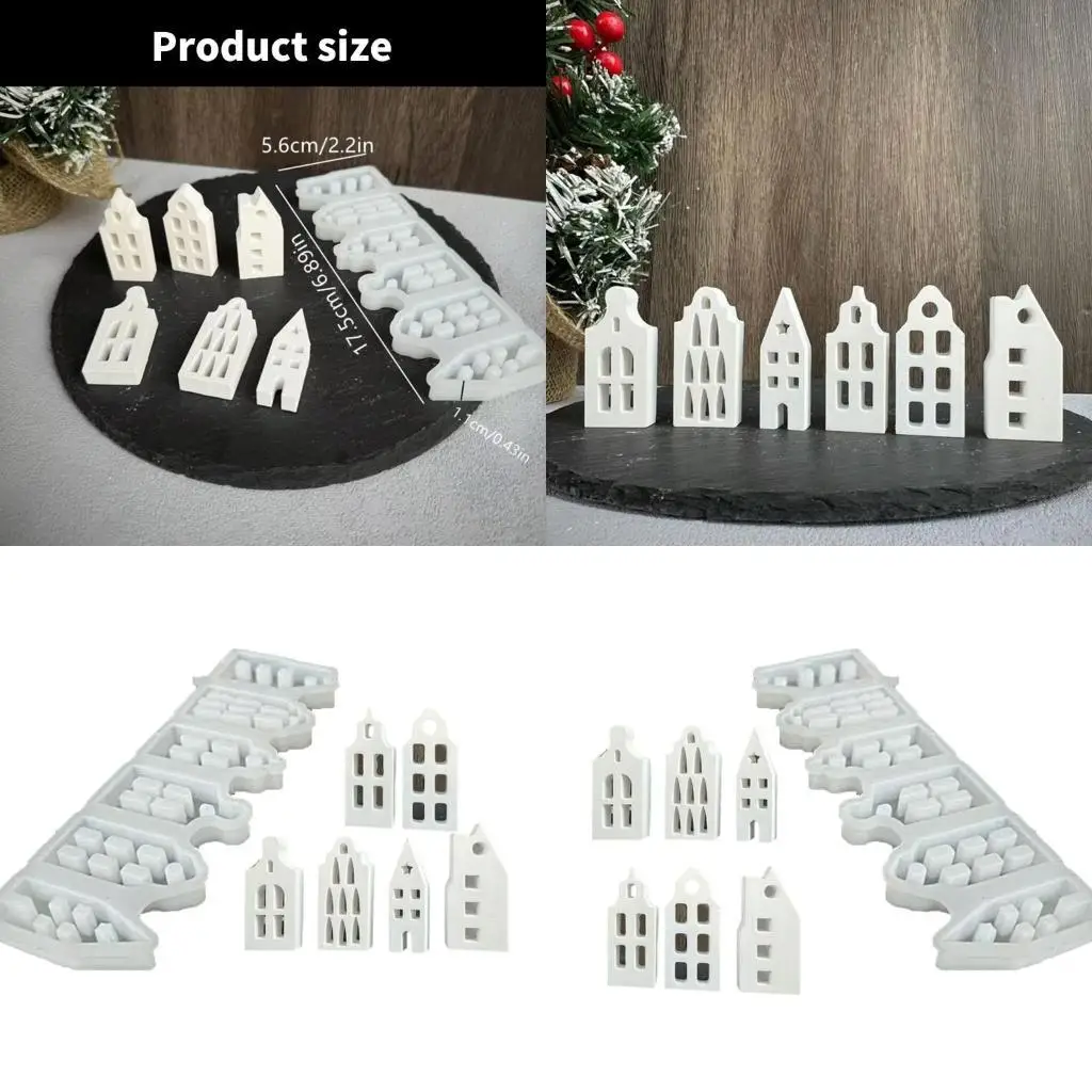 

J78F Silicone Miniature House Shaped Home Decoration Mold Gypsum Jewelry Making Mould