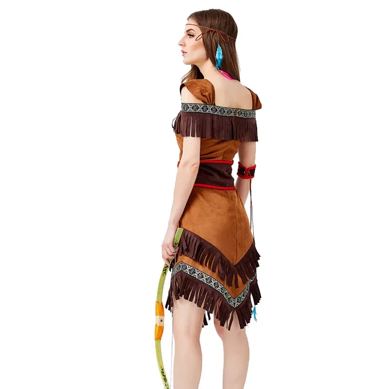 سيدة رجل الكهف سافاج زي حجر العصر الغابة قبيلة الصيادة تأثيري كرنفال هالوين فستان حفلة تنكرية