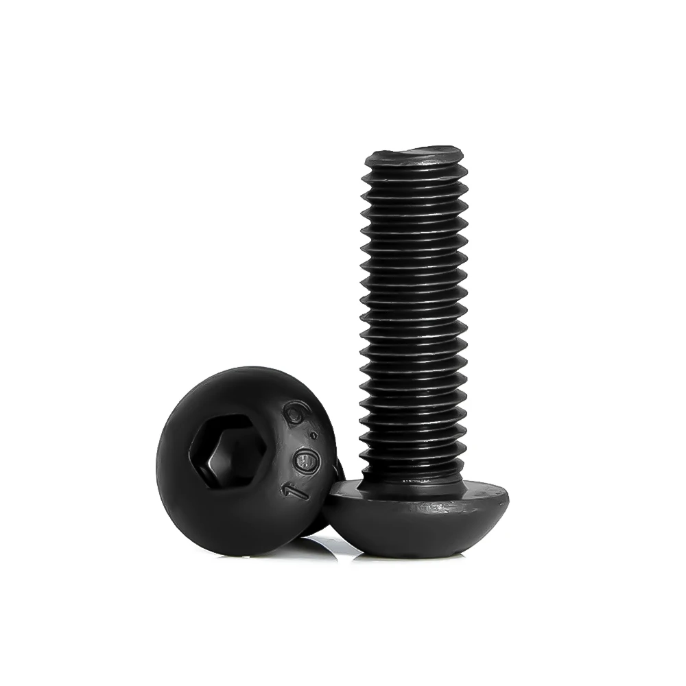 Wholesale Grade 10.9 Black Carbon Steel Hex Screws Round Head Hexagonal Allen Bolts Thread Metal Machine Screw M2M2.5M3M4M5M6M8