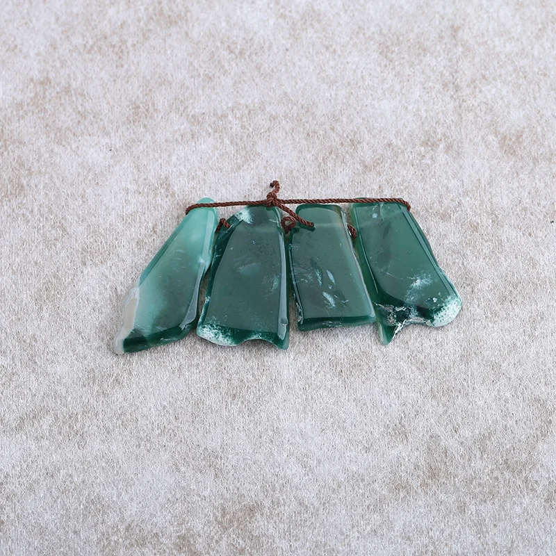 

4PCS Natural Green Chalcedony Irregular Shape Pendant Beads for Jewelry Making, Handmade Natural stones beads