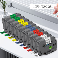 3~10PK 6/9/12mm 231 Tape TZ231 TZ-White-Label Lamination for Brother TZ-231 Cassette Ribbon Compatible Brother P-touch Labeller