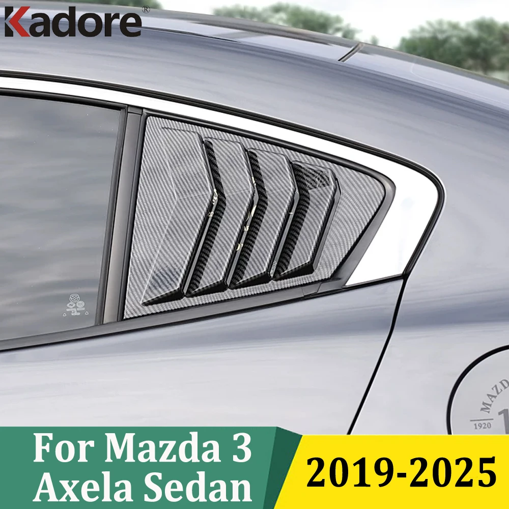 For Mazda 3 M3 Axela 2019-2023 2024 2025 Sedan Rear Quarter Window Louvers Spoiler Panel Cover Trim Car Exterior Accessories
