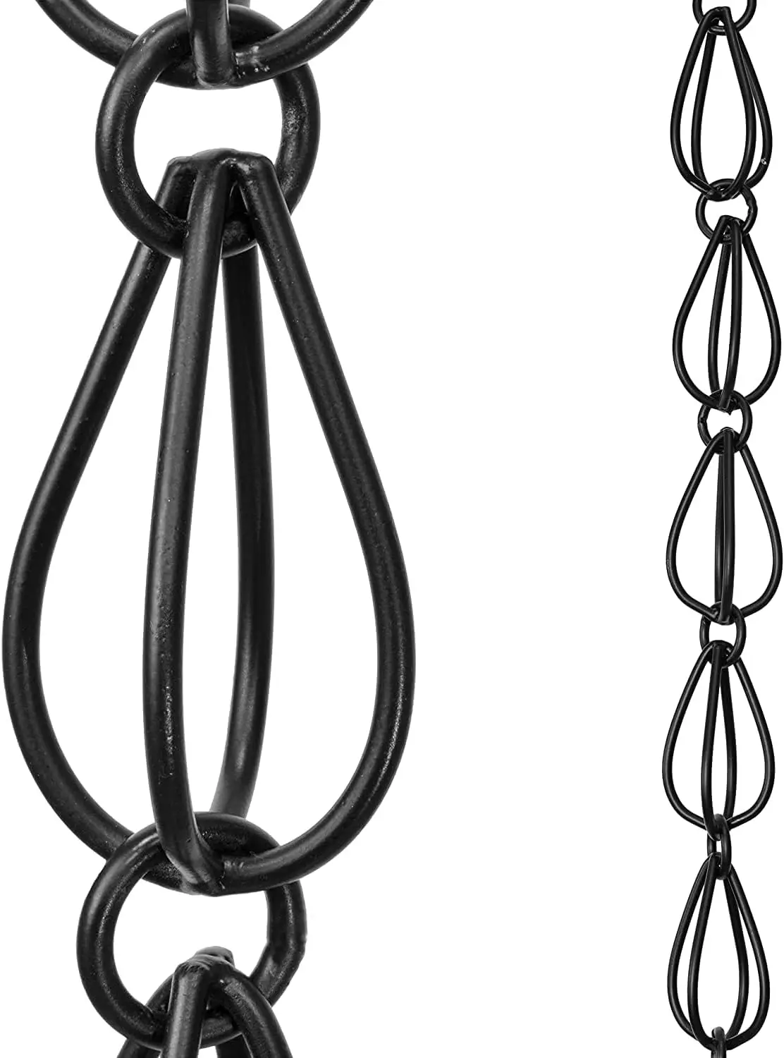 Aluminum Teardrop Decorative Rain Chains For Gutters Outdoor Weather Resistant Heavy Duty Downspout Chain Modern Patio Water Catcher Black 8.5 Ft