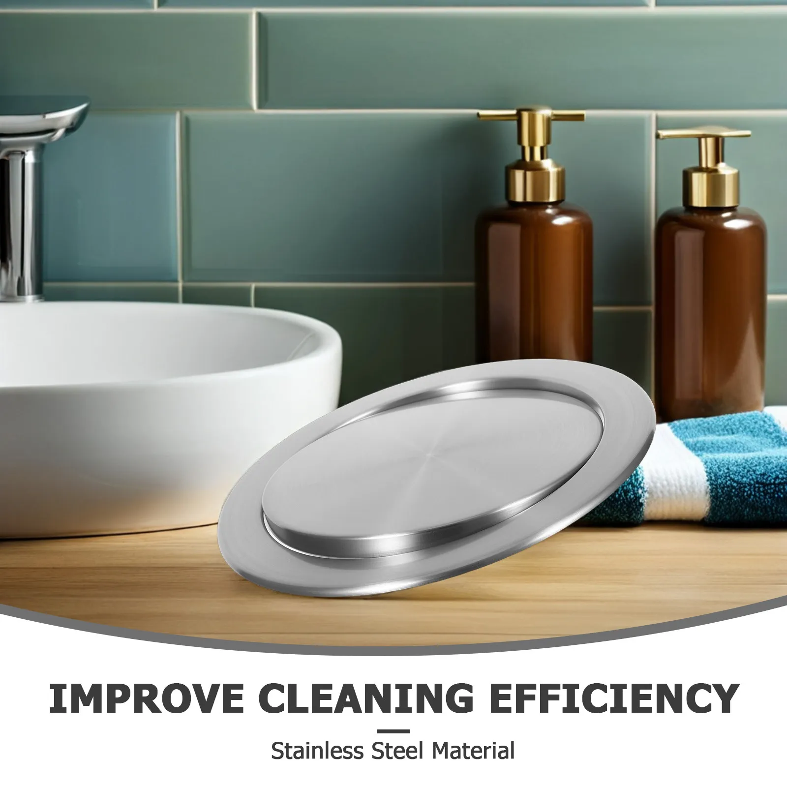 Countertop Built-in Bin Lid Stainless Steel Swing Flap Garbage Cover Modern Sleek Design Odor Control Multipurpose Use Home