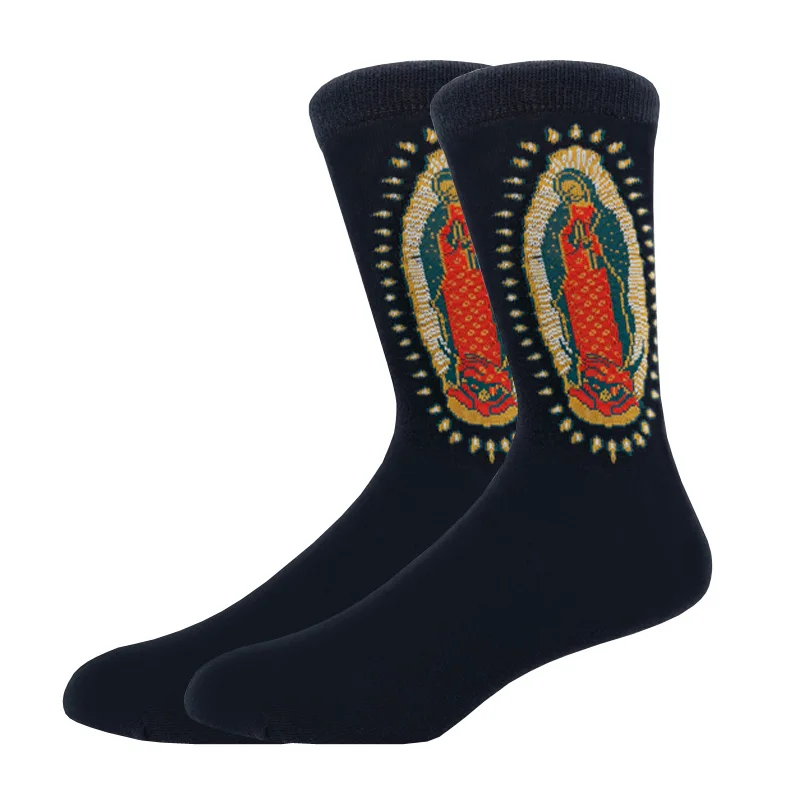 2022 New Winter Combed Cotton Mens Socks Harajuku Happy Funny Retro Personality Art Van Socks for Wedding Christmas Gift