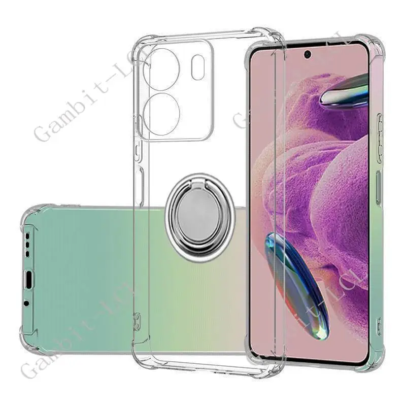 Dla Xiaomi Poco C65 Redmi13C 23100RN82L 2310FPCA4G Tylny uchwyt pierścieniowy Pokrowiec na telefon Miękkie silikonowe etui TPU na Redmi 13C 4G