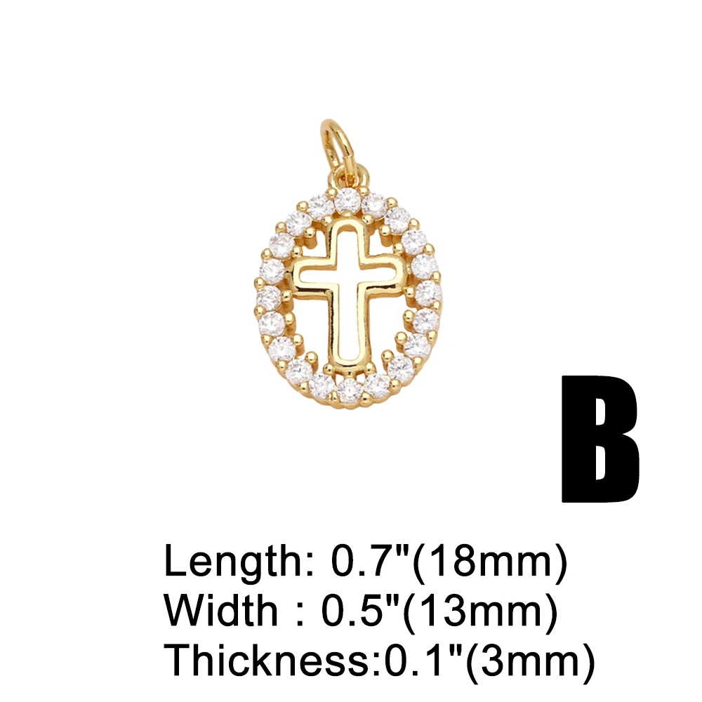 OCESRIO White Crystal Evil Eye Medal Pendant for Necklaces Copper Gold Plated Virgin Mary Heart Jewelry Making Component pdtb576