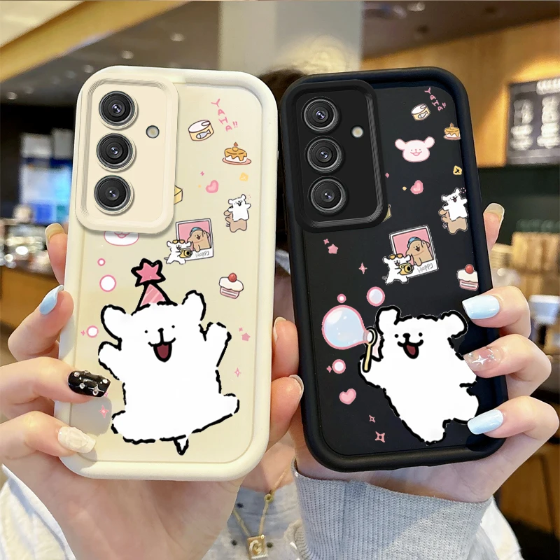 

Cute Line Puppy Cartoon Phone Case For Samsung Galaxy A36 A35 A34 A33 A32 5G A31 A30 A24 A23 A22 A16 A12 A50S M55 Silicone Cover