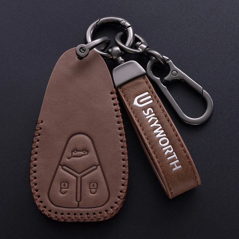 Key Fob Cover For Skyworth HT-i EV6 ET5 2023 Leather Key Case Key Chains Car Accessories