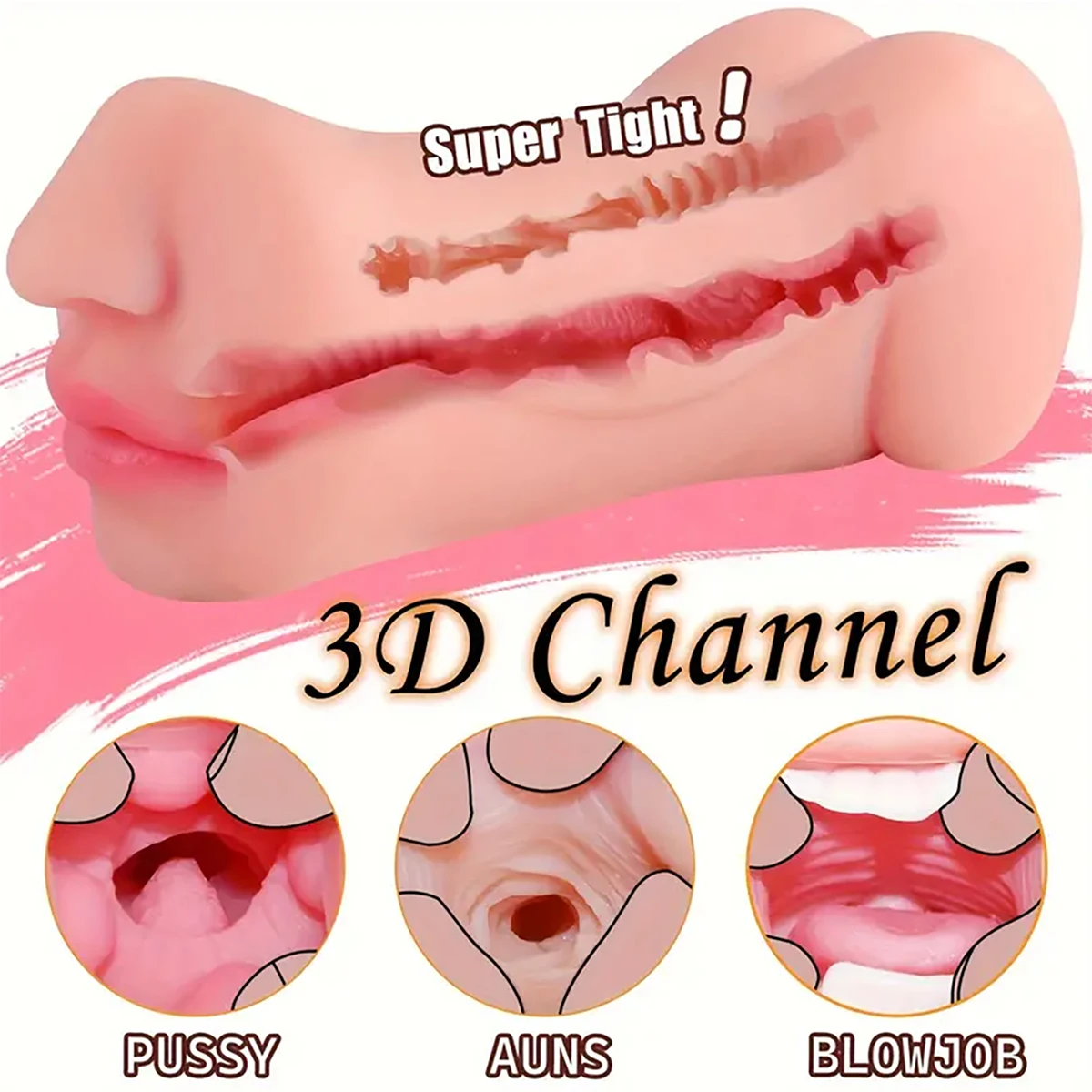 3 in 1 Artificial Vagina Male Masturbator Cup Realistic Vaginal Real Oral Vagina Anal Silicone Ass Sex Toys for Men Masturbation