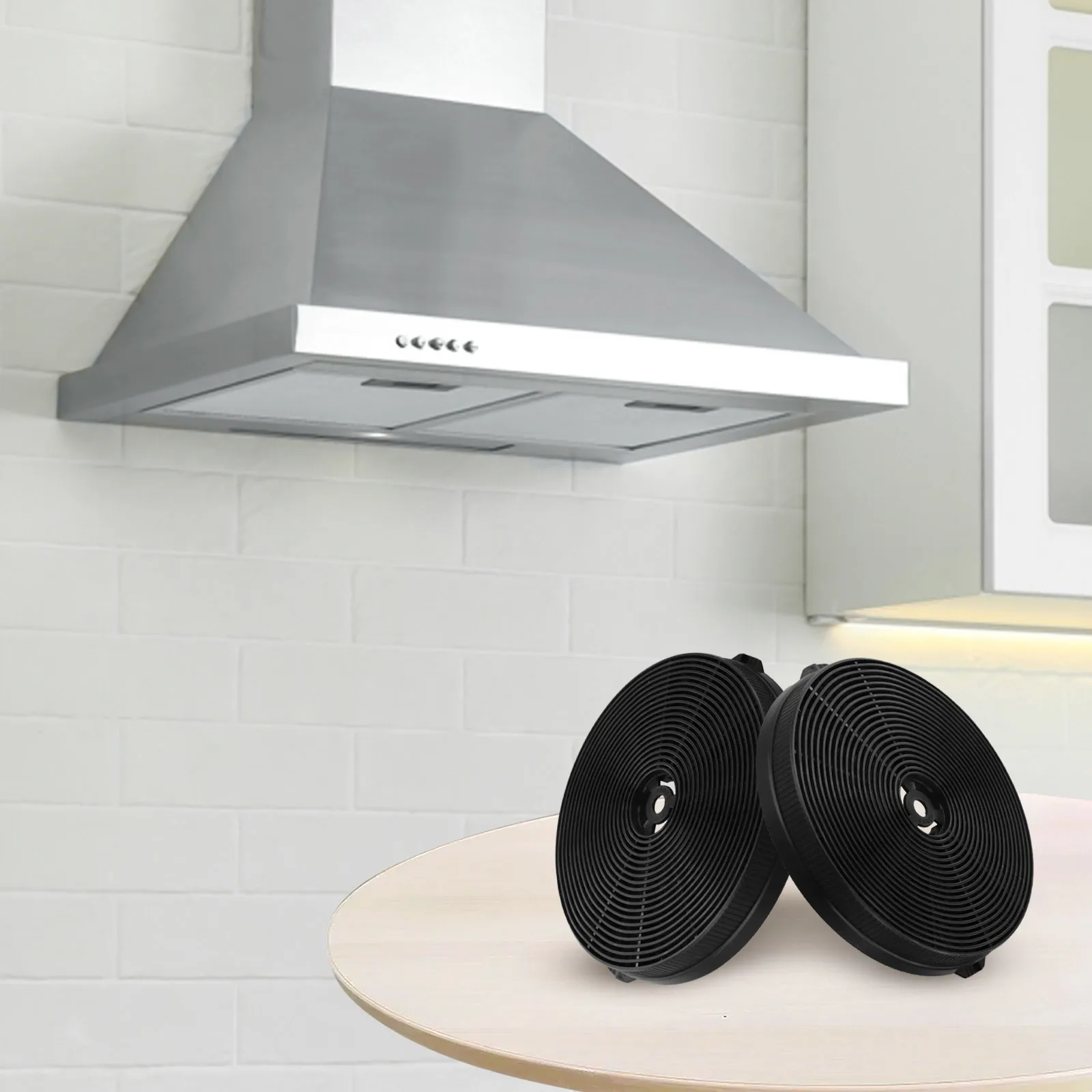 2 Pieces 175*24mm Activated Charcoal Filter For Kitchen Range Hood Ventilation System Absorption Accessories Black