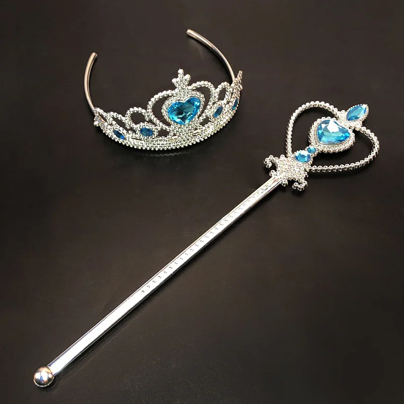 Tocado de princesa Frozen para niña, accesorios de corona, aros para el cabello, disfraces de cosplay de cumpleaños y Halloween, regalos de corona