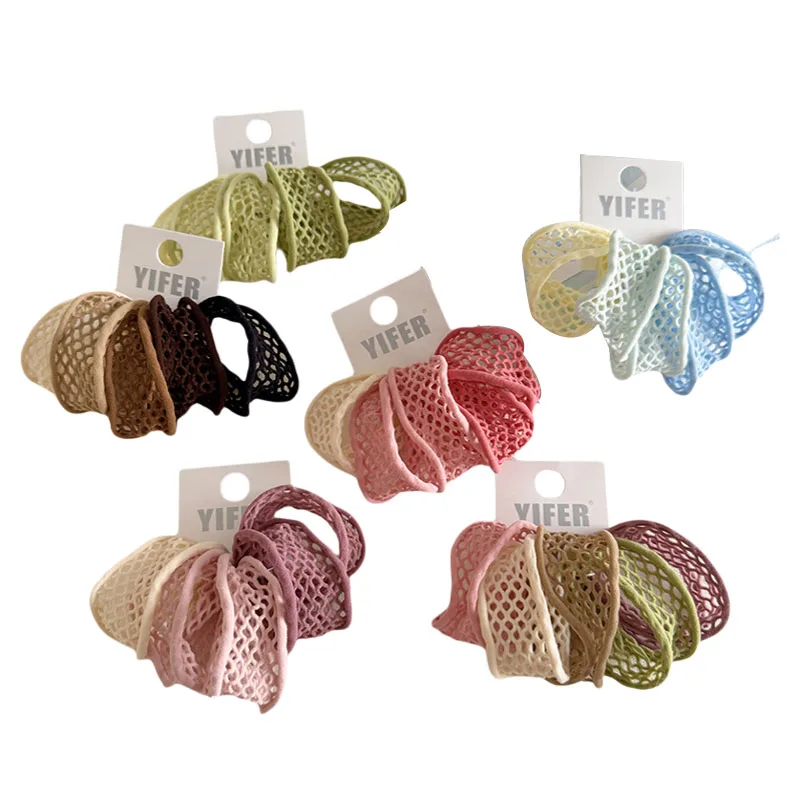 Lot de 5 élastiques à cheveux mignons et ajourés à haute élasticité pour femmes et filles, chouchous tendance, accessoires de mode pour cheveux